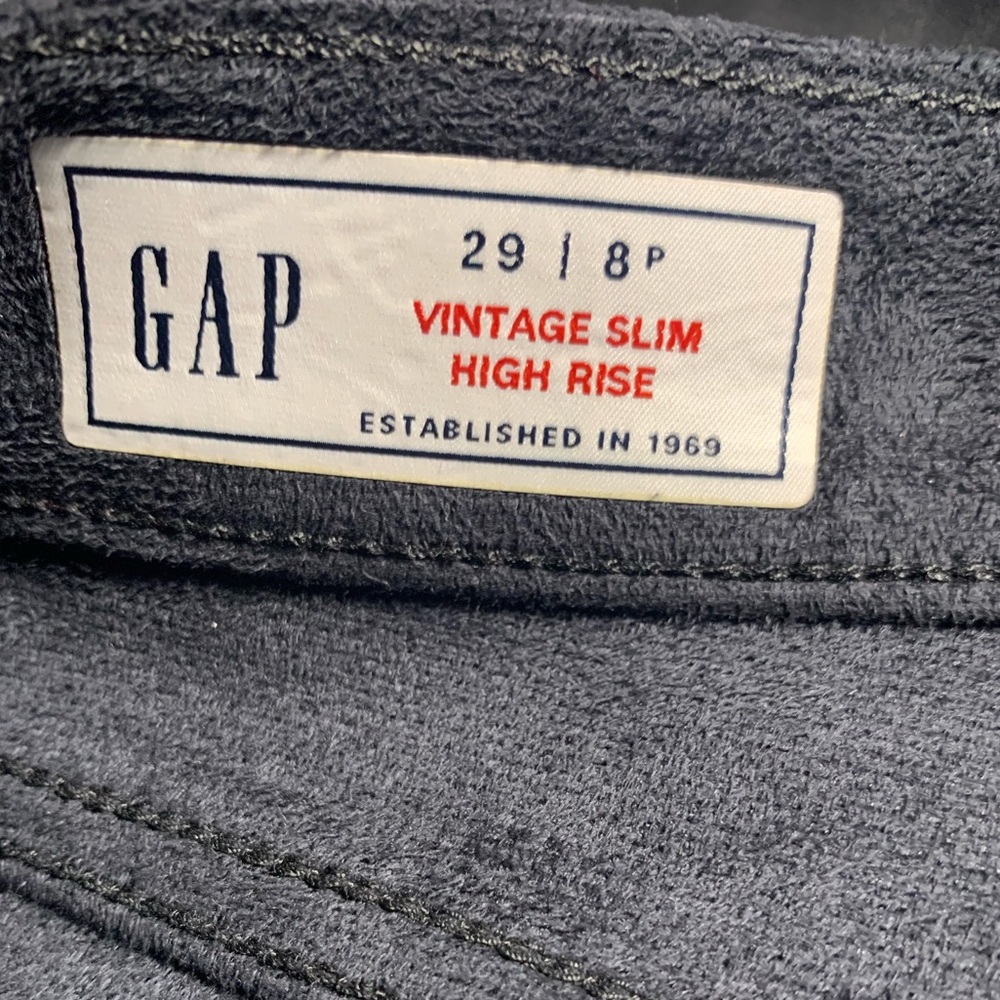 New GAP Vintage Slim High Rise Vegan Leather Pants 8 Petite - Picture 3 of 5